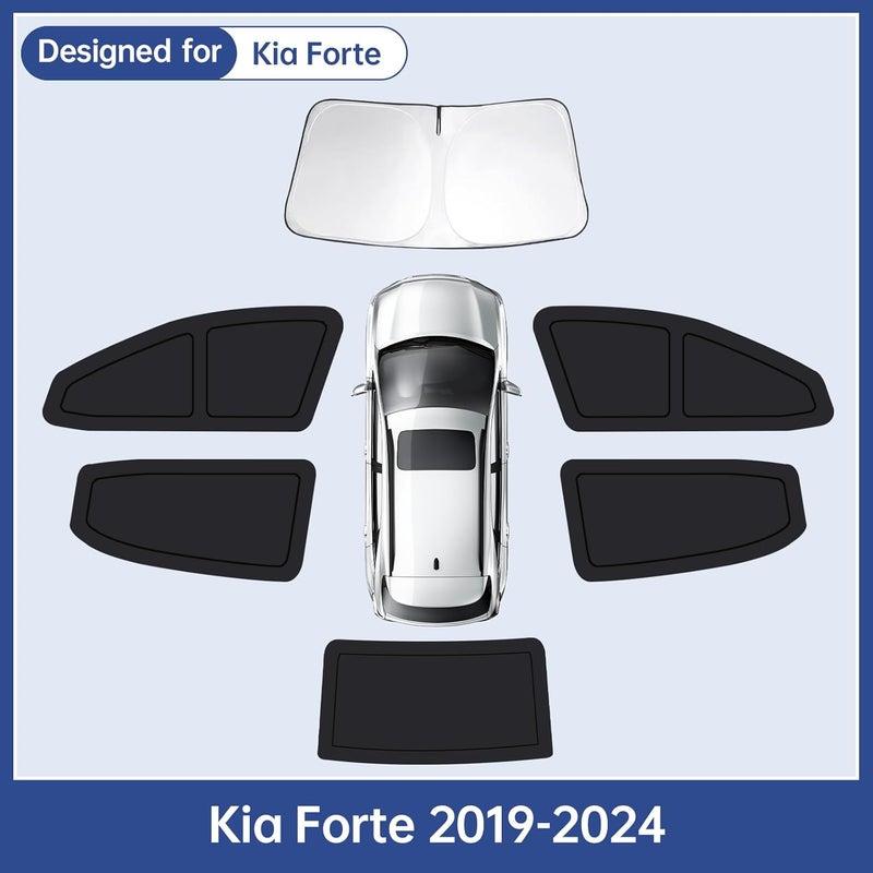 FSHAANY'S Car Window Shades for Kia Forte 2019-2024, Full Car Window Covers for Privacy, Sunshades for Forte Front Rear Windshield Side Windows to Block UV and Protect Privacy(6pcs) - Image 3
